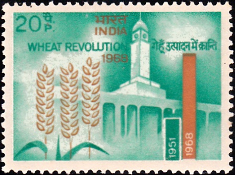 Commemorative post stamp on the Indian wheat revolution.
